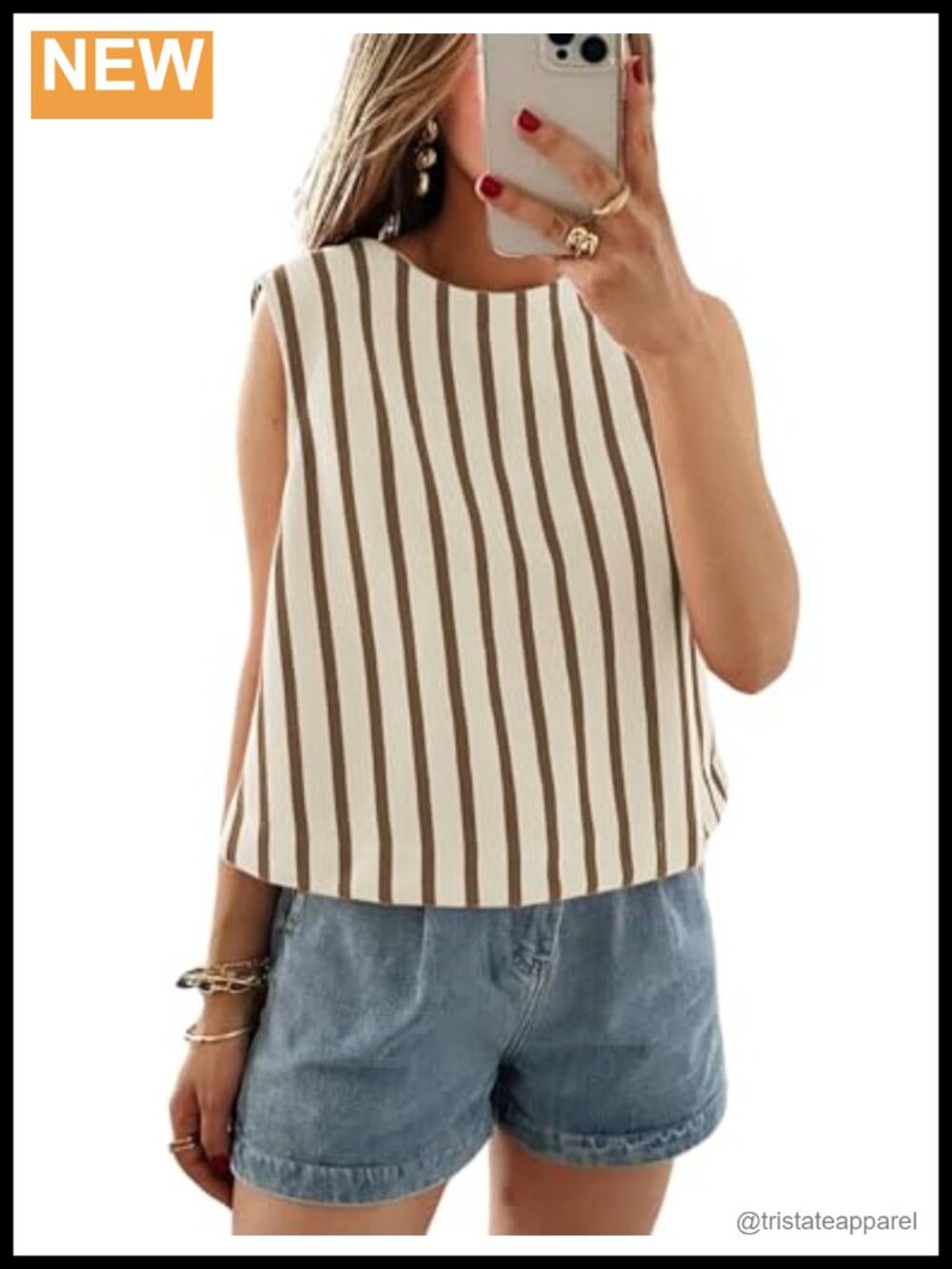 Women's Striped Tank Top Sleeveless Crewneck Summer Vest
